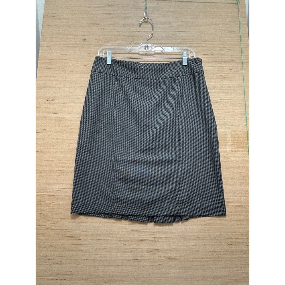 New Directions Womens Black White Houndstooth Pleated Back Pencil Skirt Size 8